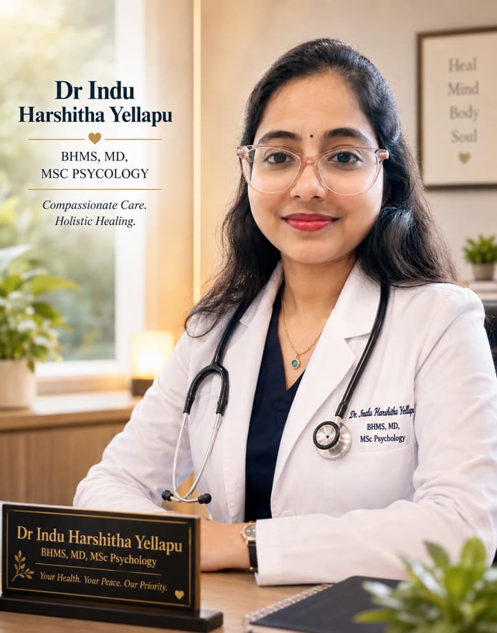 Dr. Indu Harshitha Yellapu at Aurora Homoeopathic Clinic